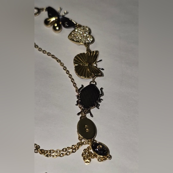 Swarovski Butterfly Gold Charm Necklace Swarovski Crystals 17in Adjustable - Picture 8 of 8